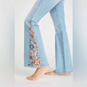 DRIFTWOOD Farrah Flare Zen Garden Flare Embroidered Jeans Sz 29/34 Tall ladies